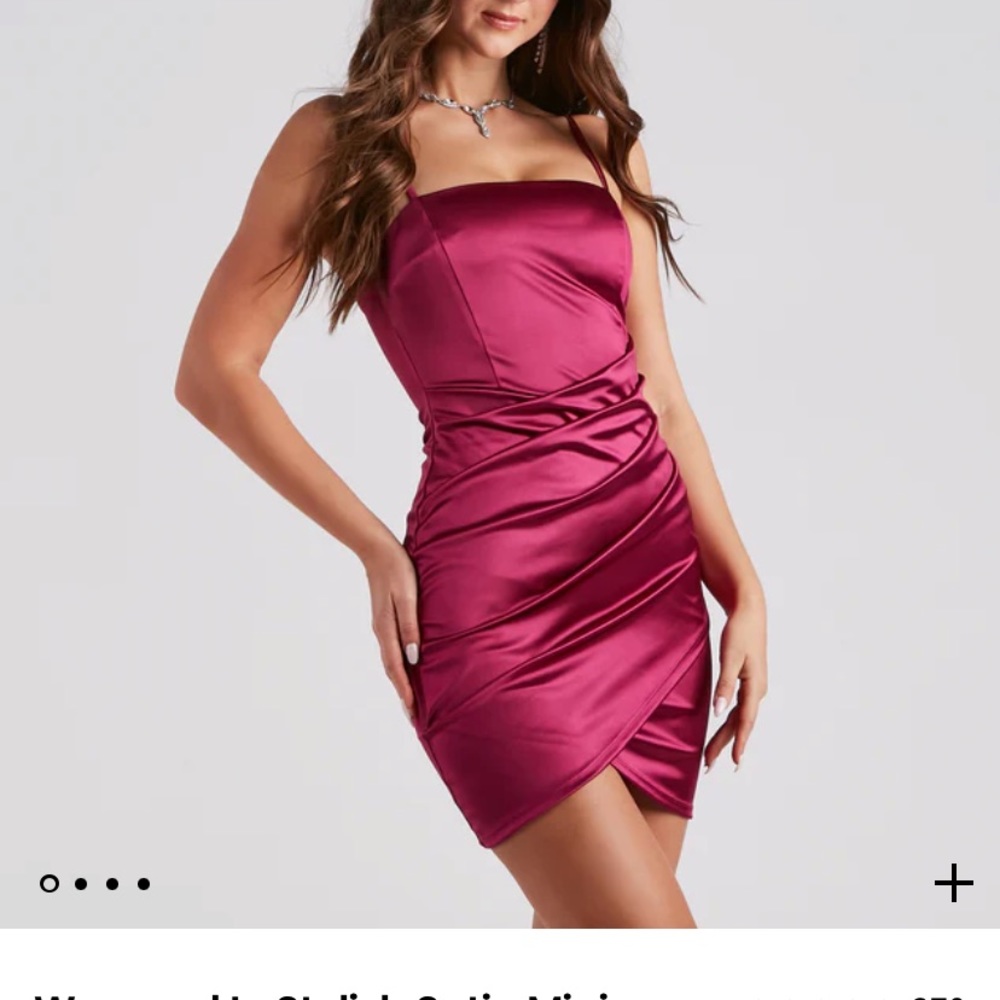 Windsor Magenta Wrapped In Stylish Satin Mini Dress